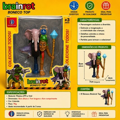 Boneco Brainrot Colecionavel Detalhes Exclusivos Design Detalhado Item Colecao Cultura Pop