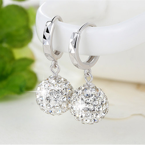 Hipoalergênico Shambala diamante bola brincos requintados pequenos brincos All-Match Super piscando brincos de bola de c