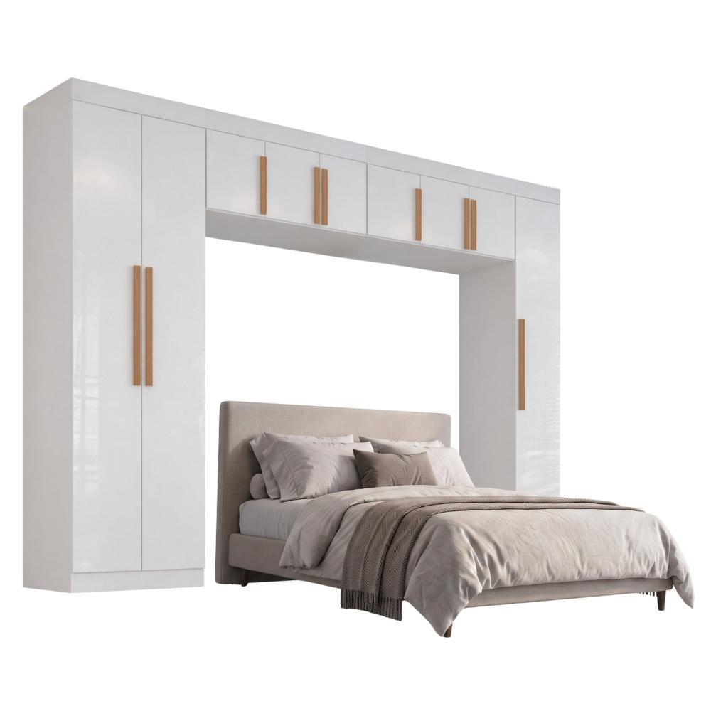Guarda Roupas Modulado Closet Quarto Completo 9 Portas com Espaço para Cama Queen 1,58m Madrid