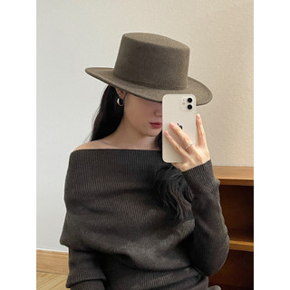 Cor de café francês plana chapéu feminino outono inverno High-End elegante estilo Hepburn chapéu britânico Retro aba pla