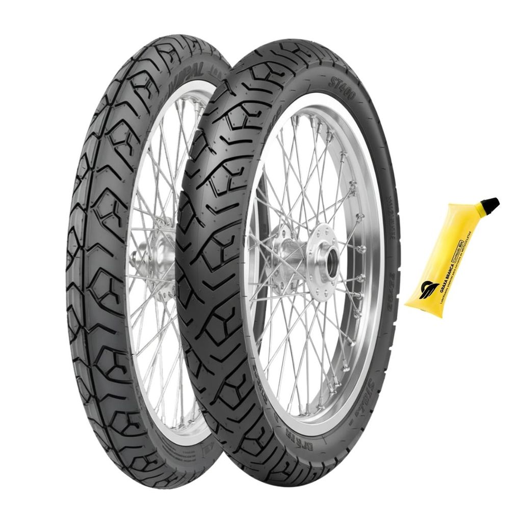 Kit 2 Pneus Vipal St400 2.50-17 E 110/80-14 e Graxa Honda Biz 100 110 125 Pop 100 110 920034 920922