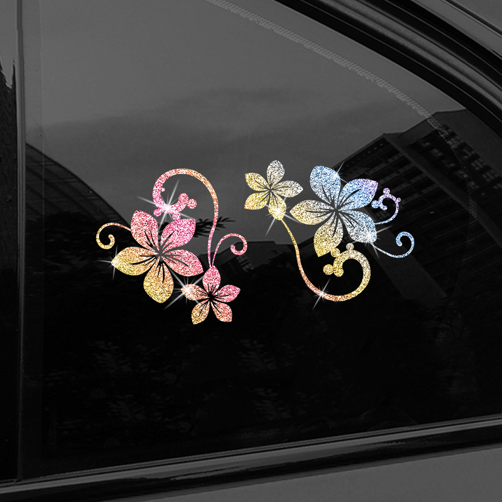 1 Peça Adesivo De Vinil Brilhante De Flor Floral De Videira Encaracolada Interessante , Decalque Autoadesivo Para Carro 
