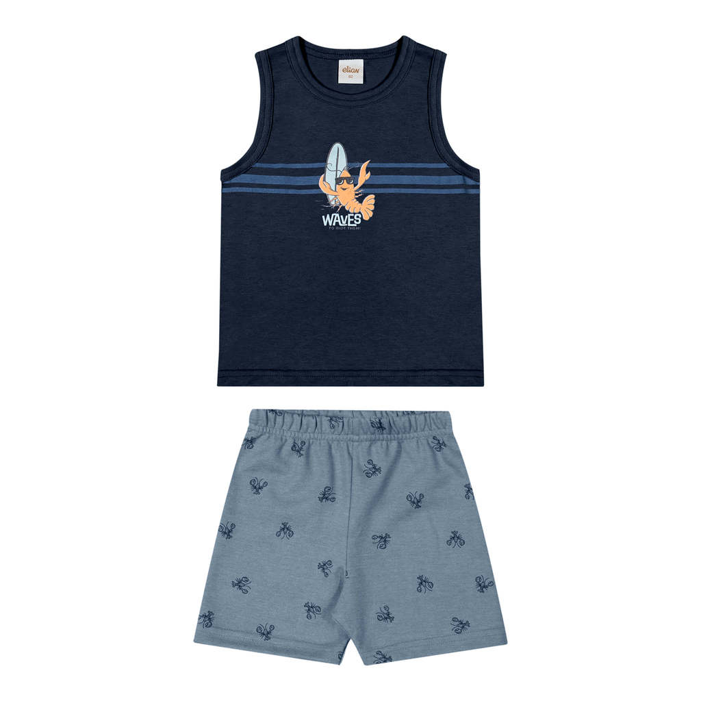 Conjunto Curto Infantil Menino Lagosta Elian Azul — imagem 2 de 2