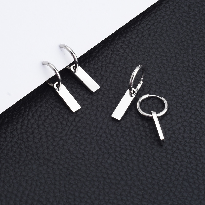 Brincos geométricos planos de aço inoxidável, brincos minimalistas de Metal, brincos de casal, brincos masculinos de rua