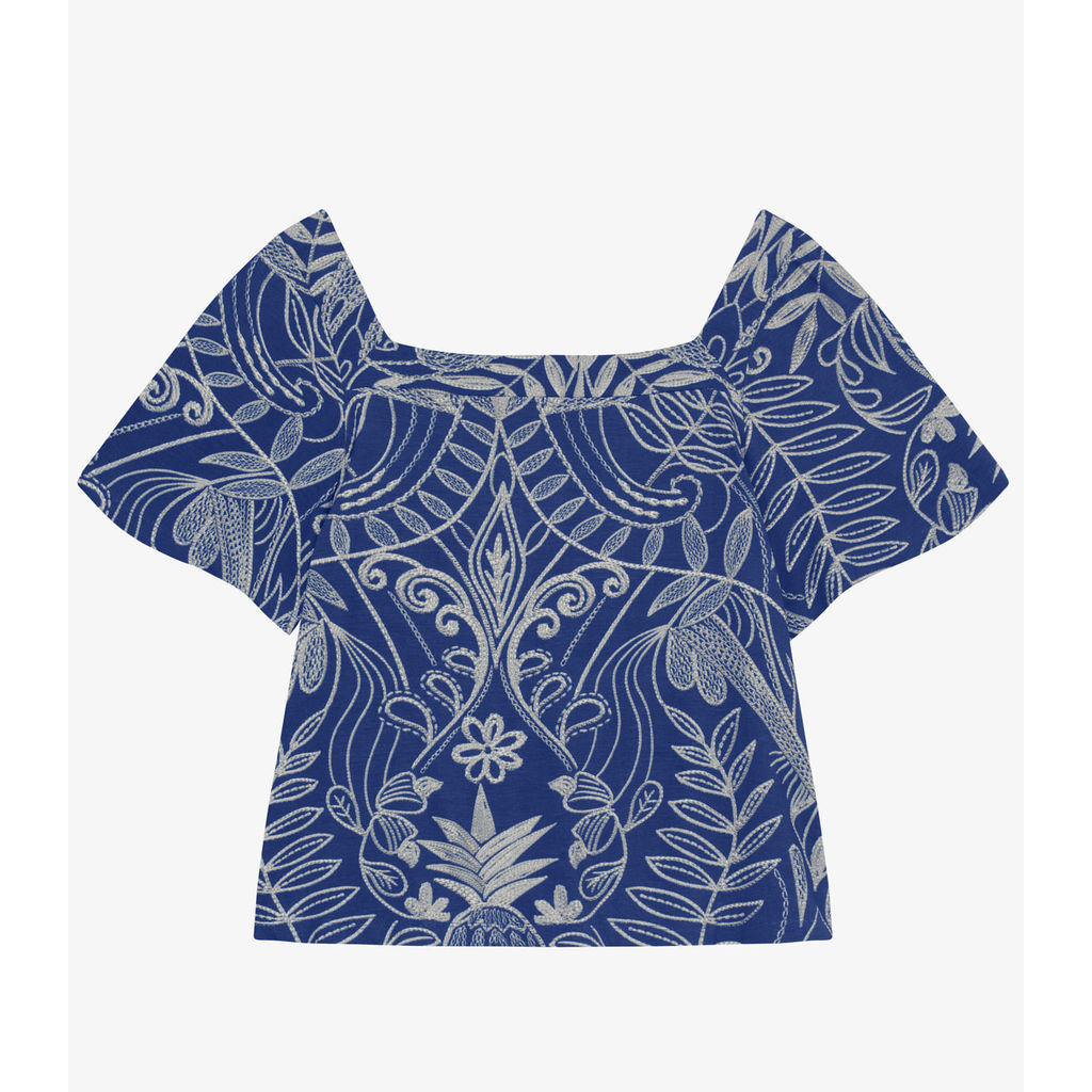 Blusa Manga Curta Plus Size Secret Glam Azul