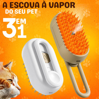 Escova Pet A Vapor 3 Em 1 Elétrica Removedor Pelos Para Gatos E Cães Massagem Animais Estimação