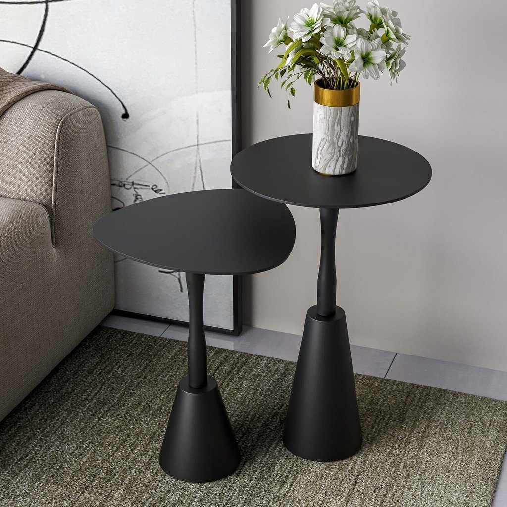 Conjunto Mesa Lateral de Canto Napoli 65x40x40cm Preto 100% MDF