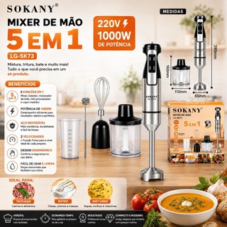 Mixer De Mão Sokany 5 Em 1 LG-SK73 Eletrico 1000W 220V