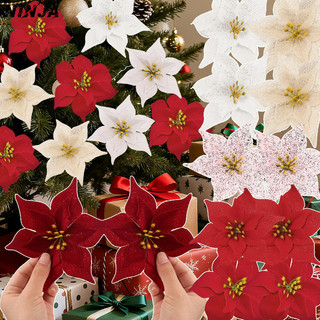 [Extreme] 20-5 Unidades De Flor De Natal-Enfeite Falsa Artificial-Guirlandas De Glitter Diy-Cabeça Simulação-Decoração D