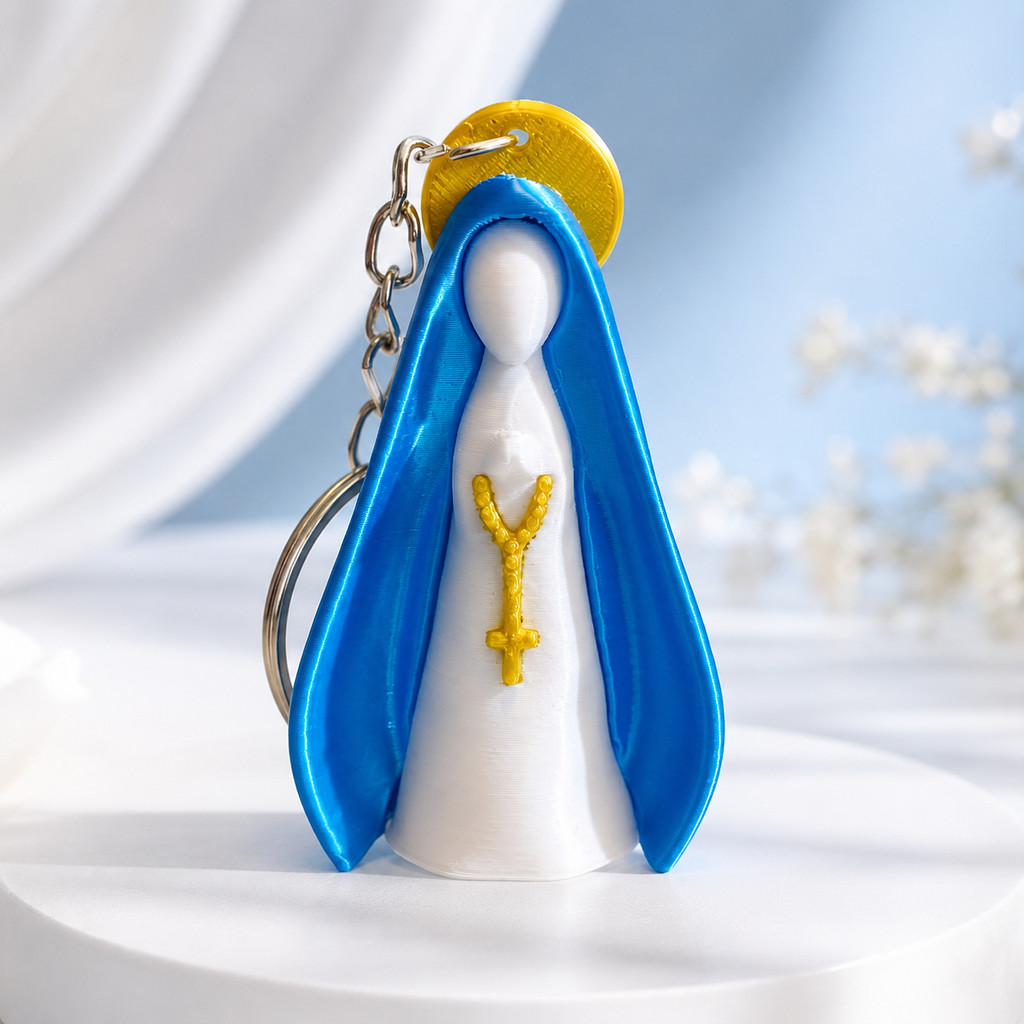 Chaveiro Nossa Senhora Aparecida 3D Católico Lembrancinha Batizado Comunhão Crisma Presente Religioso