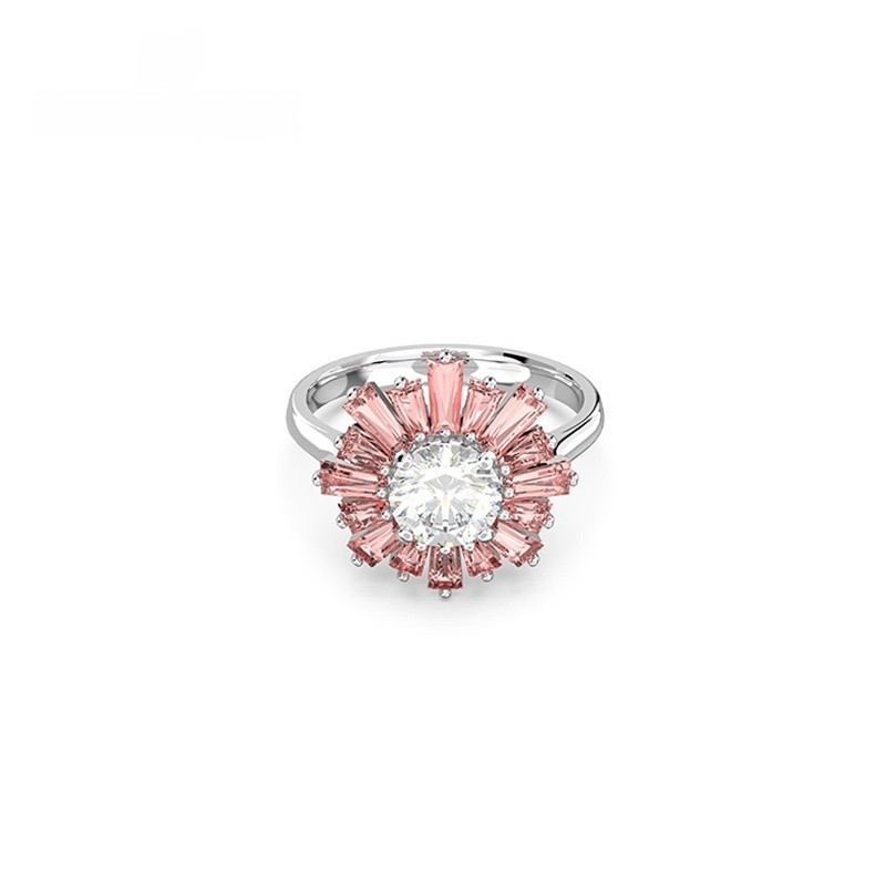 16J Pronta Entrega Anel Prata Sunshine, Anel Empilhável, Anel de Cristal, Anel de Diamante, Anel de Joia, Anel Simples d