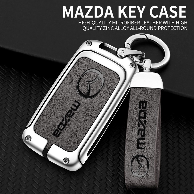 Capa De Chave De Cartão Inteligente De Couro De Liga De Zinco Adequada Para Novo Mazda 3 Axela CX-5-30-50 Remota Sem Cob