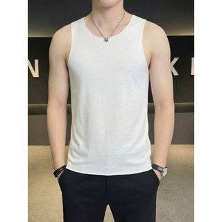 Colete sem costura masculino de verão, cor sólida, gola redonda, sem mangas, camiseta para jovens, esportes, camisa de f