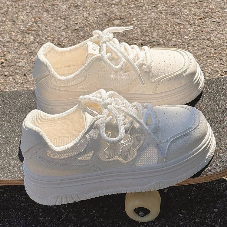 Primavera verão sapatos brancos femininos 2025 novo estilo sapatos femininos de sola grossa sapatos casuais femininos Al