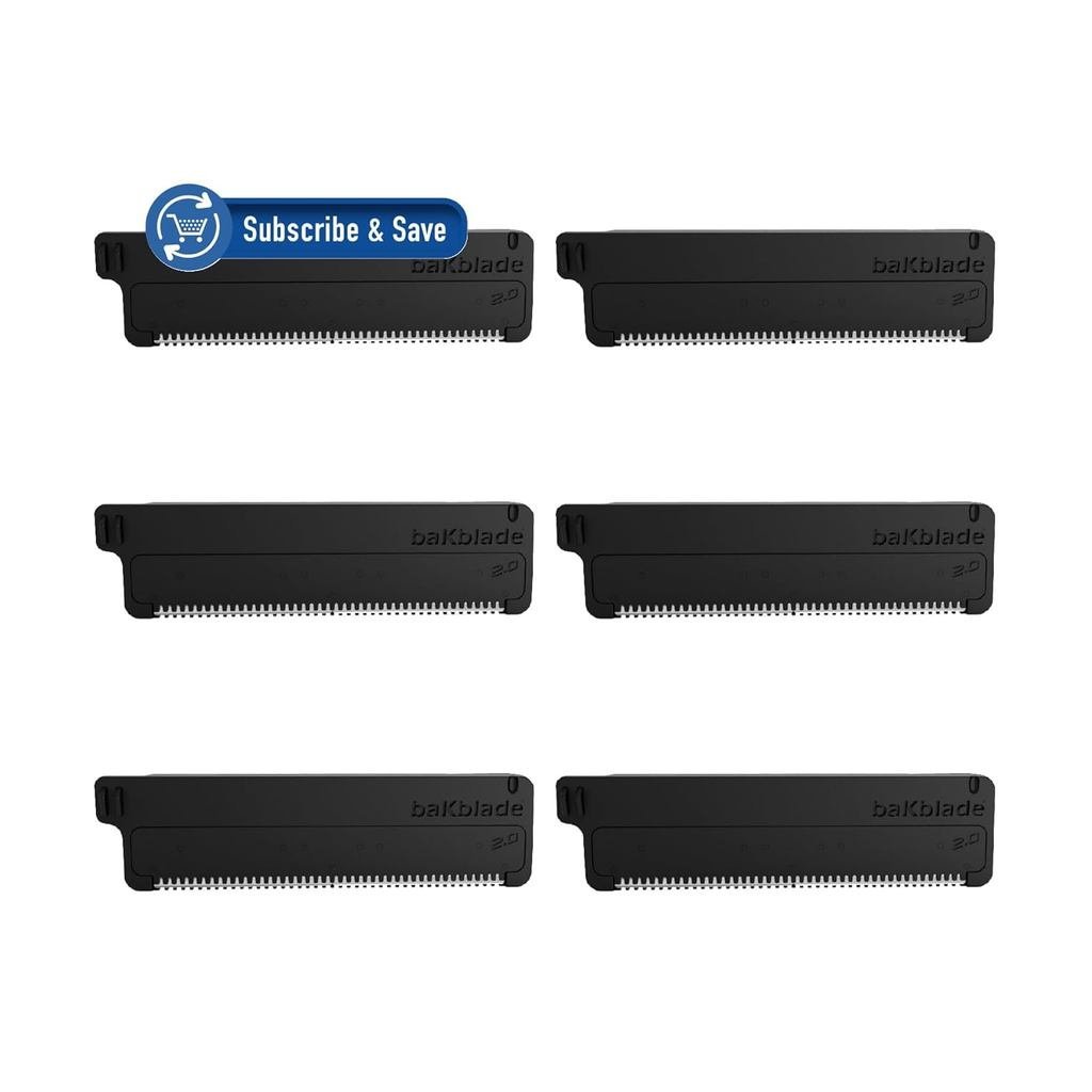 Pacote de Recargas Bakblade 2.0, Recargas para Aparelho de Barbear de Costas e Corpo, Lâminas de Barbear Descartáveis Ex