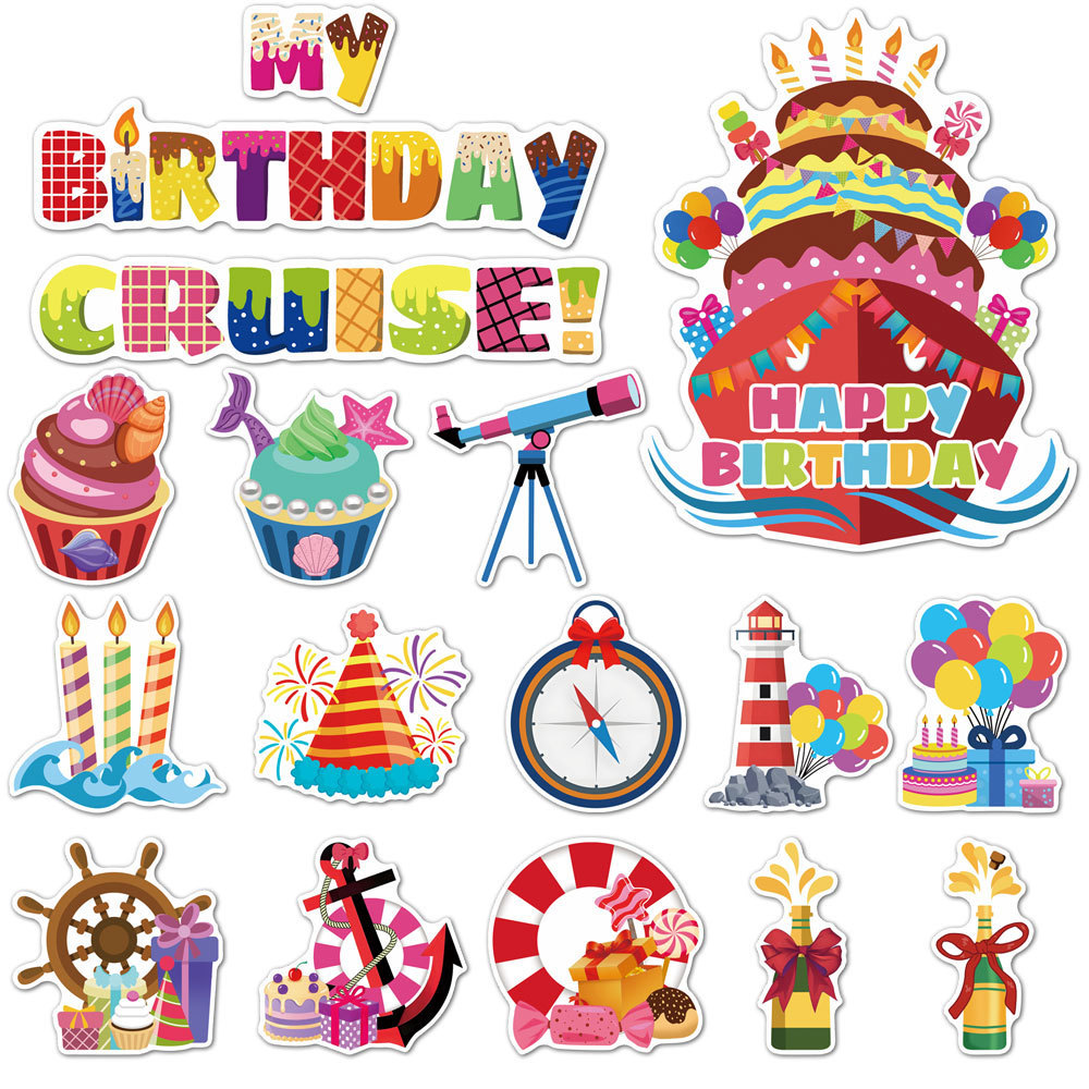Novo estilo CT aniversário cruzeiro ímã viagem cruzeiro decoração feliz aniversário carnaval geladeira adesivo20260831