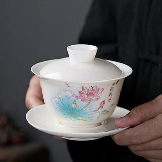 Dehua lanolina Jade conjunto de chá Kung Fu conjunto luz chinesa luxo xícara chá escritório porcelana branca bule capa t