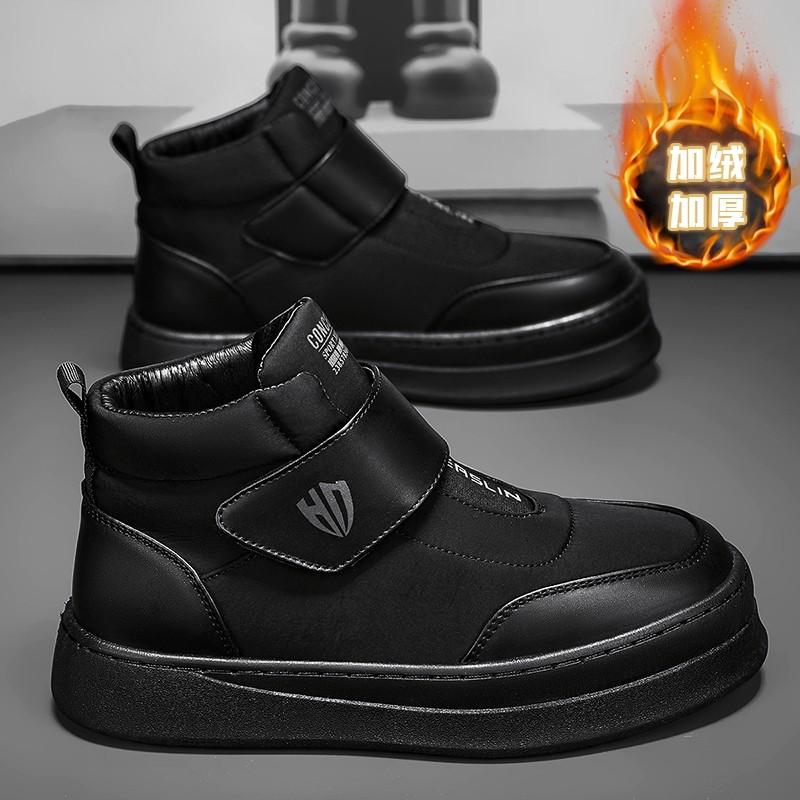 Sapatos masculinos de alta qualidade forro de inverno engrossado sapatos de algodão quente esportes lazer Velcro tênis à