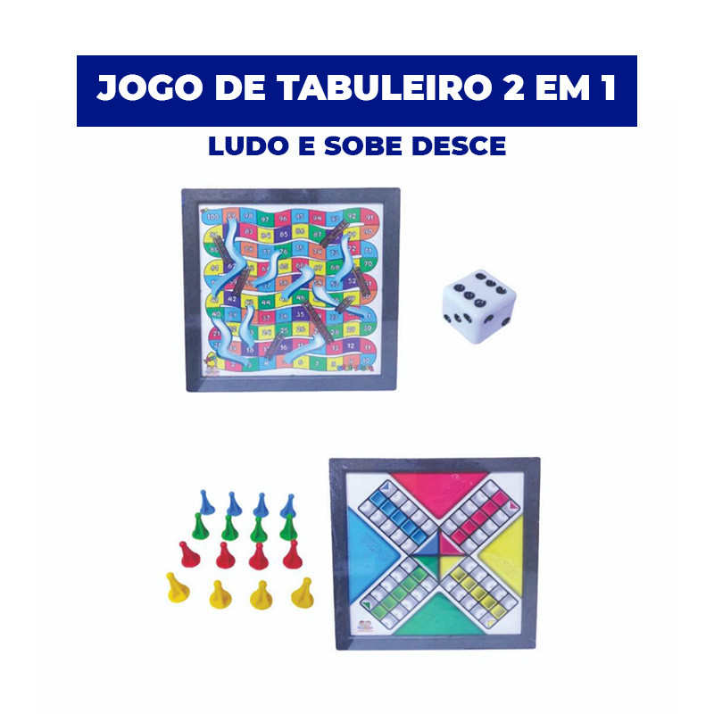 Jogo De Tabuleiro 2 Em 1 Ludo E Sobe Desce - Dutati 33x33