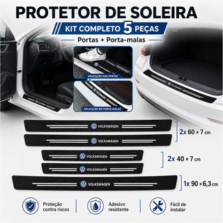 5 Peças Protetor De Soleira De Porta De Fibra De Carbono Volkswagen E Adesivos De Proteção De Para-Choque-Malas VW Golf 