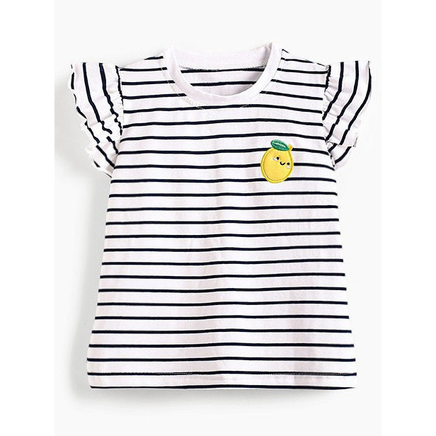 Comércio exterior roupas infantis crianças colete branco listrado de manga curta camiseta verão menina dos desenhos anim