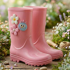 Galocha Infantil Menina Bota de Chuva Impermeável Rosa