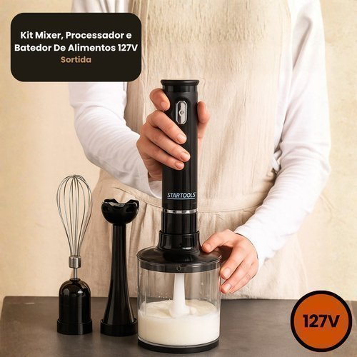 Mixer Processador Batedor Alimentos 3 Em 1 127V 200W 700ml Startools