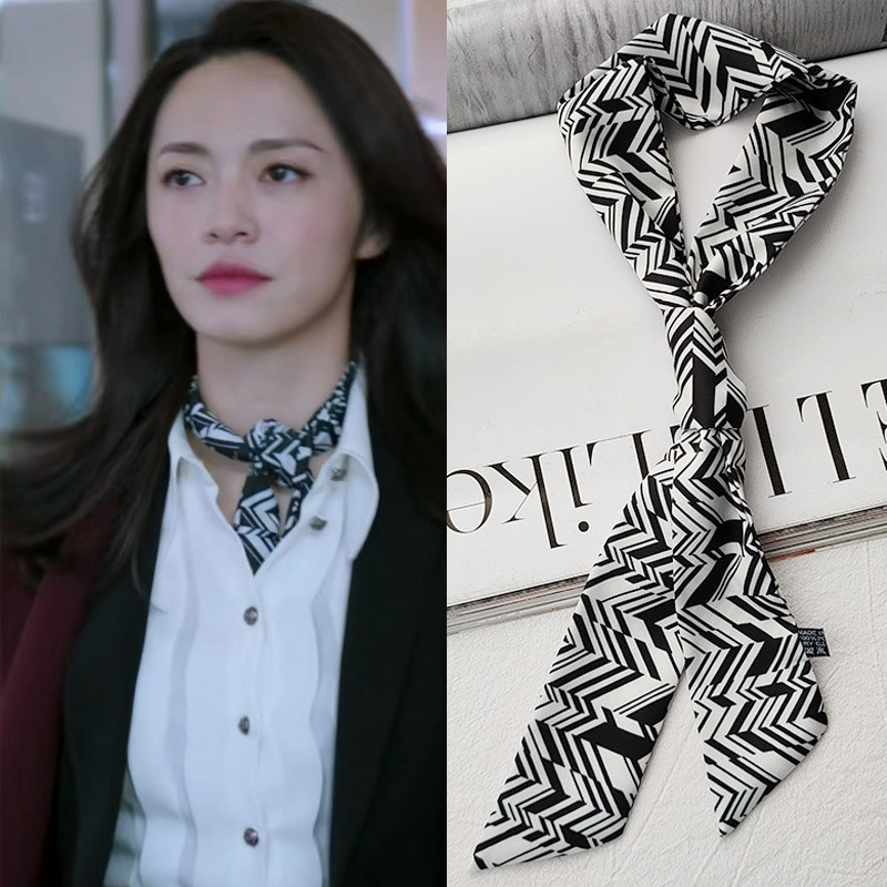 Lenço de seda feminino primavera outono All-Match estilo ocidental na moda estilo japonês pescoço proteção cachecol estr