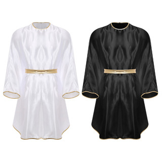 inhzoy Fantasia Masculina De Cosplay Anjo Robe Vestido Patchwork Dourado Brilho Guarnição Gola Redonda Manga Morcego Des