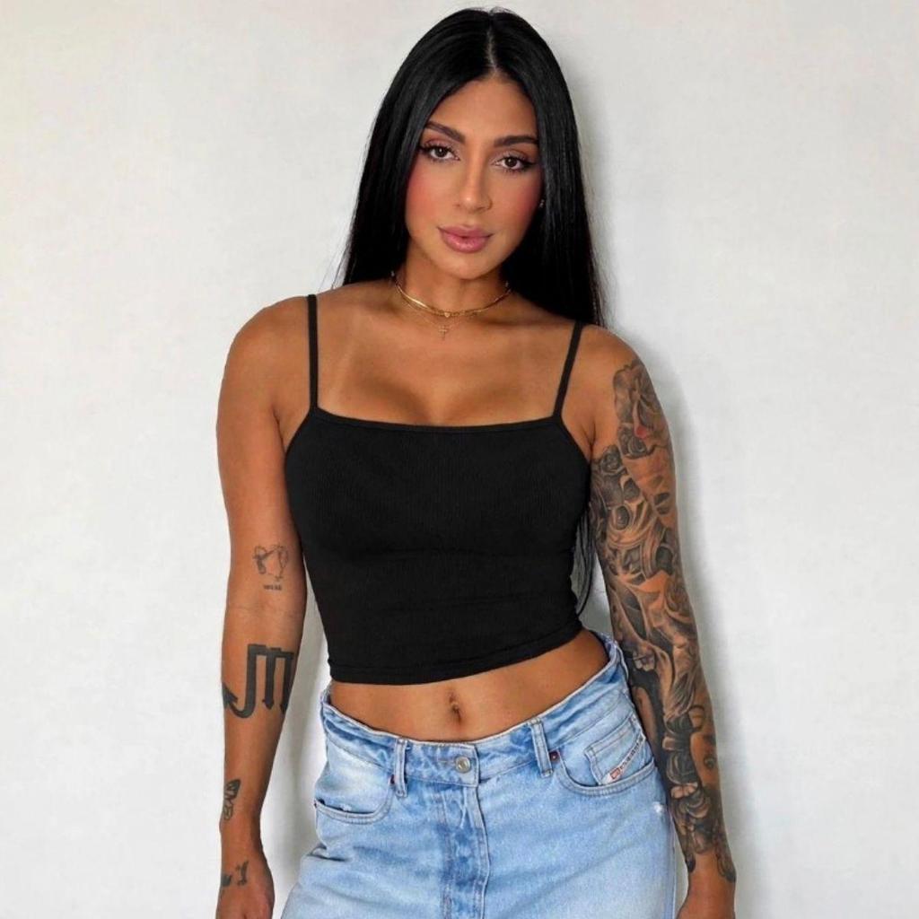Blusa Regata Feminina Básica Alcinha Slim Ajustada Confortável Poliamida Elastano Tendência Premium