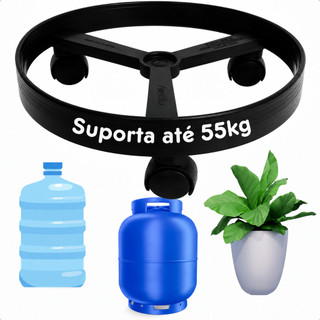 Suporte Para Botijão Bujão Butijão De Gás Vasos Galão Base Apoio Com Rodinha Resistente Carrinho