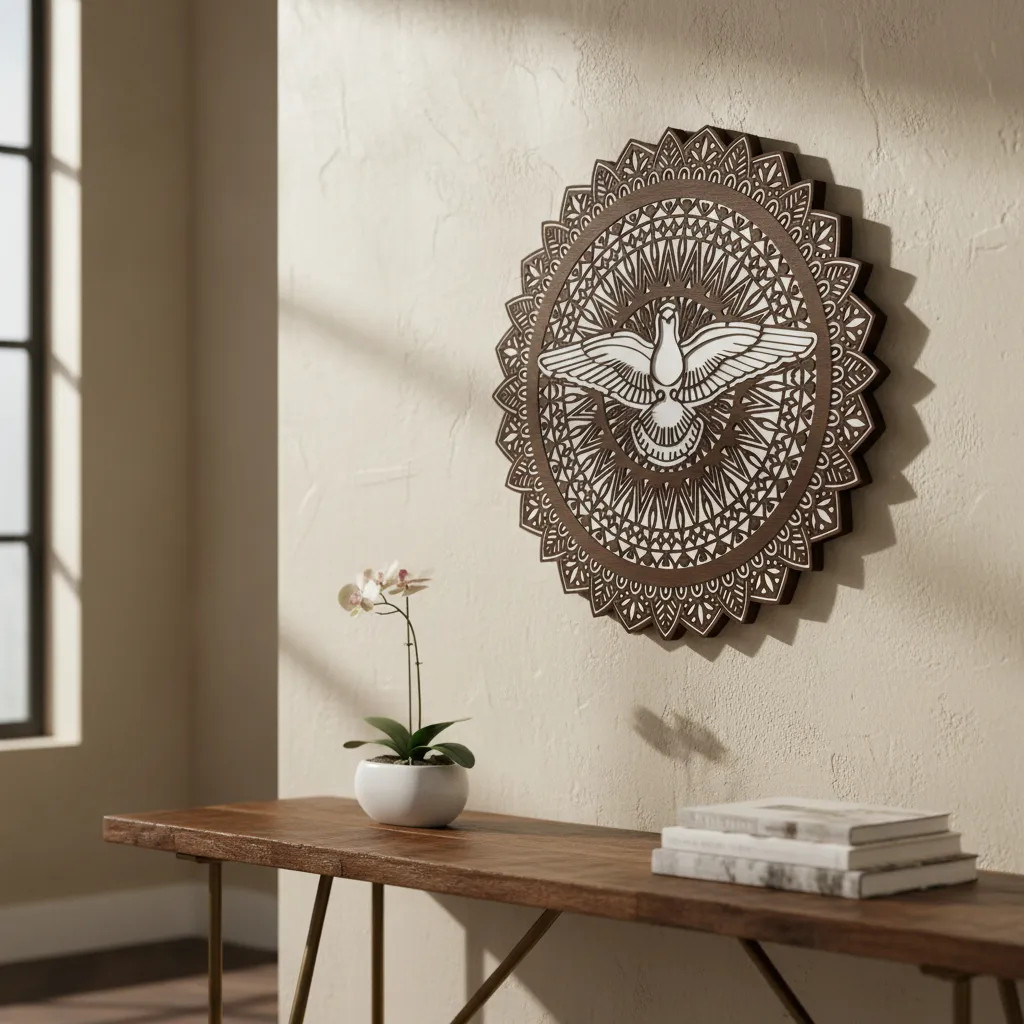 Quadros Decorativos Grandes Mandala Espirito Santo 60cm Oratorio capela nossa senhora aparecida