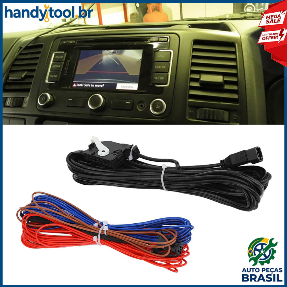 Handytool.br Cabo para câmera de visão traseira RGB Tomada Chicote de vídeo adequado para RNS315 RNS510 RCD510