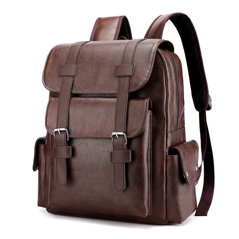 Mochila de Couro para Computador de Grande Capacidade para Homens, Ideal para Viagens de Negócios e Lazer