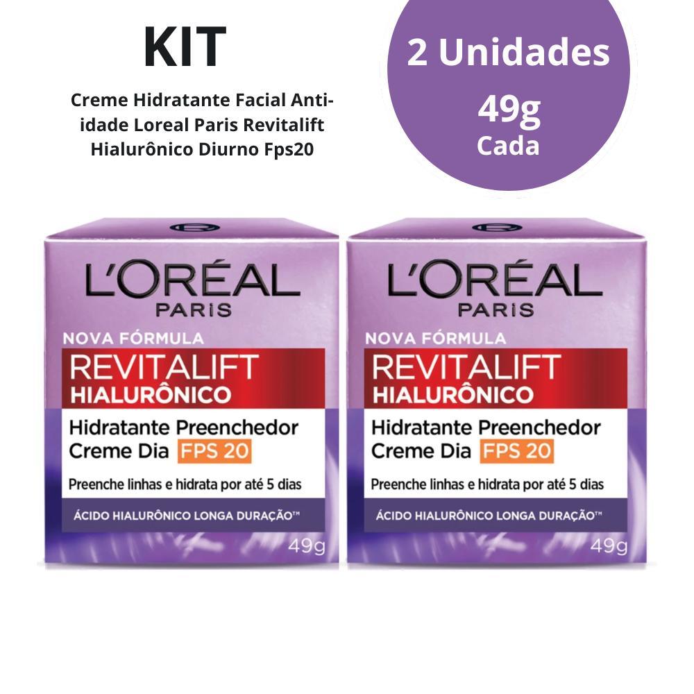 Kit 2 Cremes Faciais Loreal Revitalift Hialurônico Dia 50ml