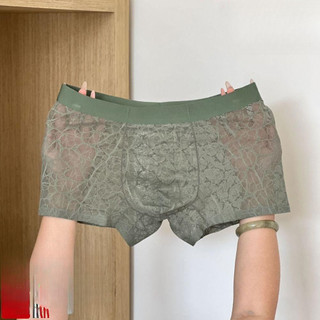 Cuecas Boxer Masculinas LANFY, Boxers de Renda em Seda Gelada, Roupa Íntima Respirável de Secagem Rápida para o Verão pa