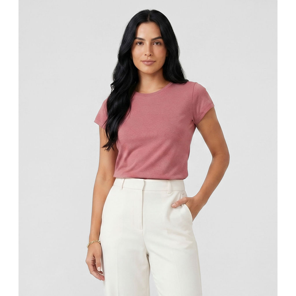 Blusa Feminina Básica Algodão Infinita Cor Rosa