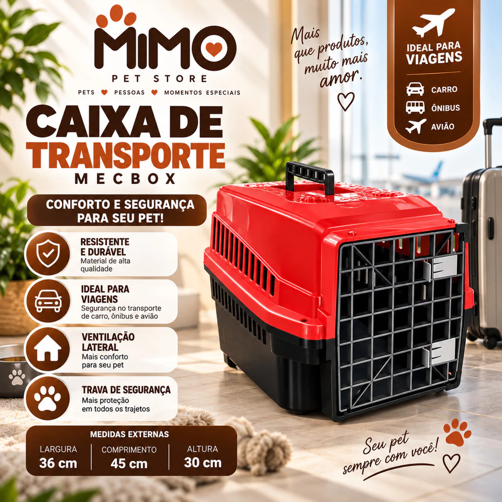 Caixa de Transporte Pet Cachorro Gato Coelho Roedores Aves Filhotes Viagem e Passeio