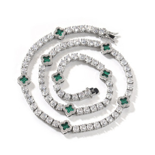 Europeu americano ins estilo trevo de quatro folhas diamante tênis corrente colar feminino requintado High-End clavícula
