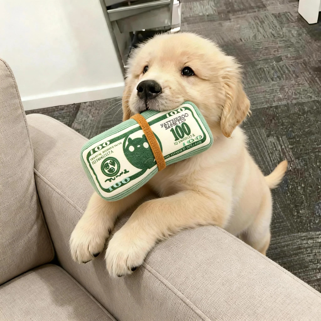 Brinquedos para animais de estimação som papel dólar forma cão gato brinquedos engraçado tédio aliviar brinquedos intera