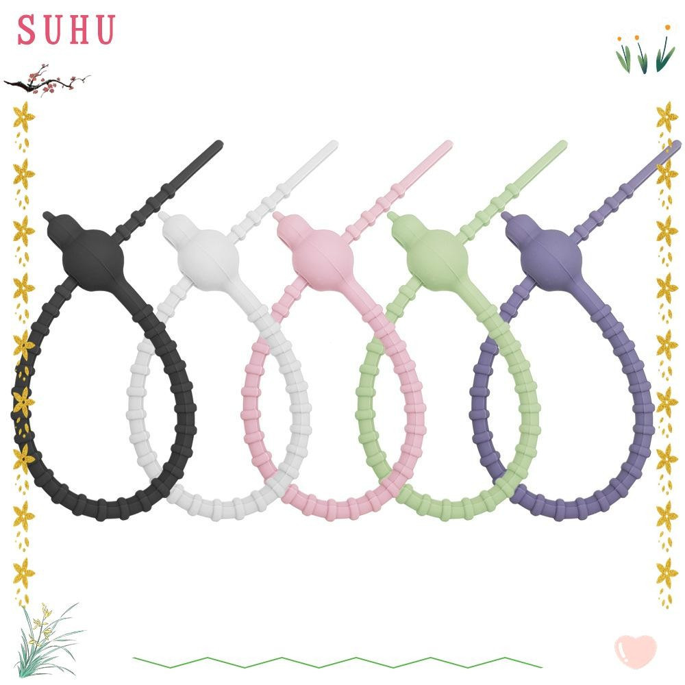 SUHU, conjunto de 10 abraçadeiras de silicone, organizador de cabos DIY de 200 mm, organizador multifuncional de fitas 0
