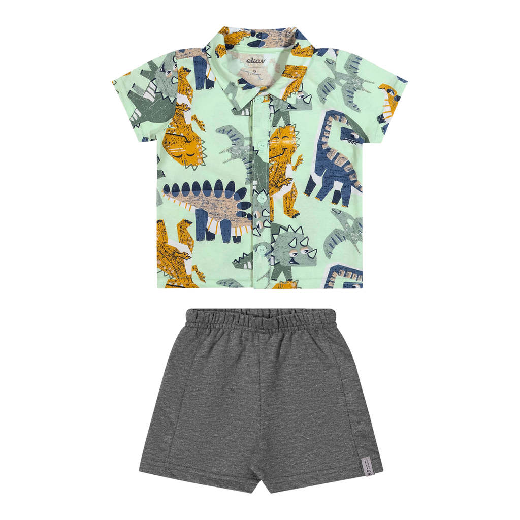 Conjunto Bebê Menino Camisa Dino Elian Verde