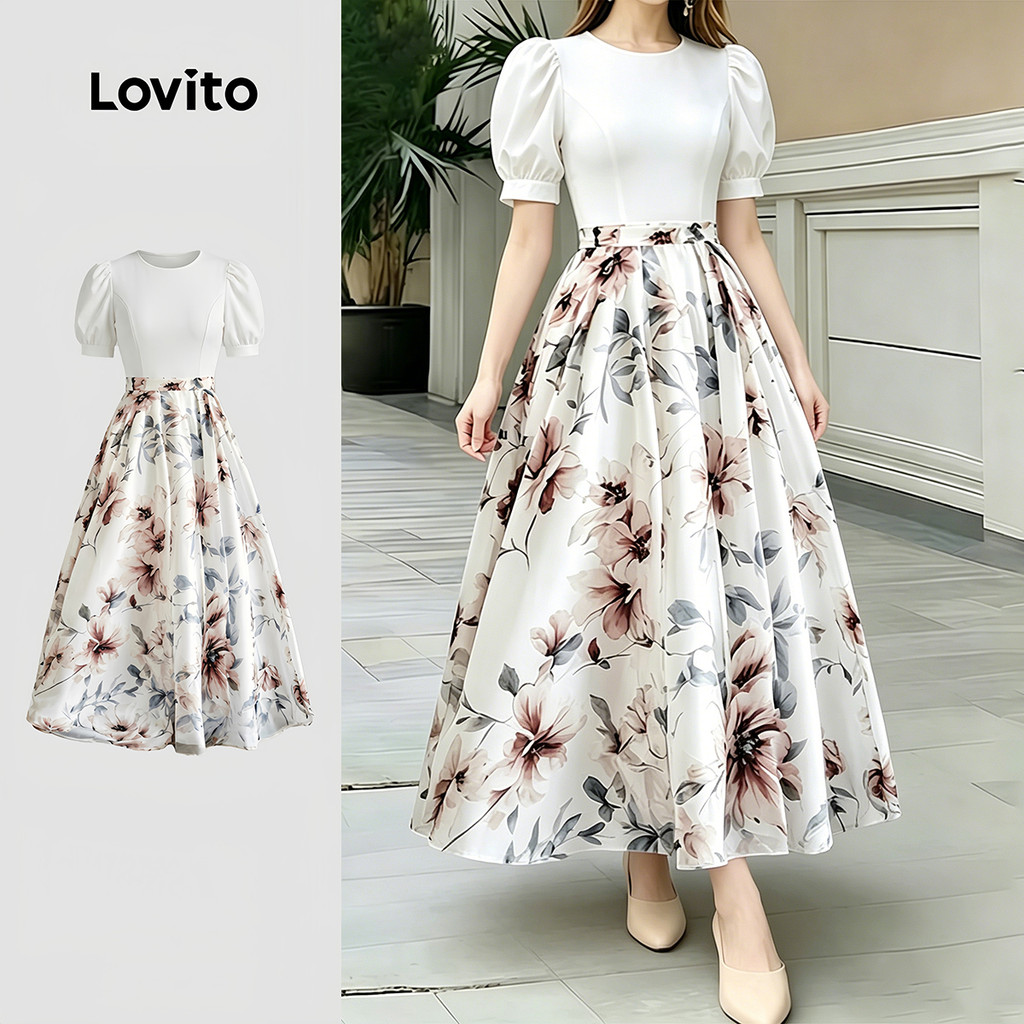 Lovito Vestido Boho com Zíper Vestido de Primavera/verão para Mulheres DRK8P1D436