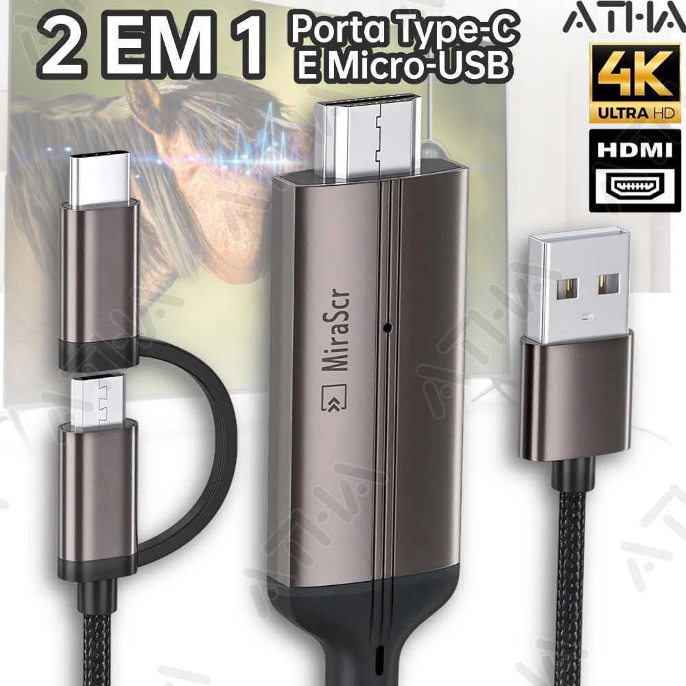 LD36 HDMI USB C Adaptador 4k 2 Em 1 Conversor Para Dispositivo Android TYPE-C MIRCO-USB IPHONE-TYPEC-AT