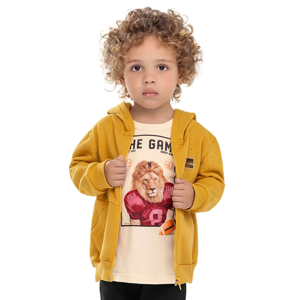 Jaqueta Infantil Menino Moletom Botonê Elian Amarelo