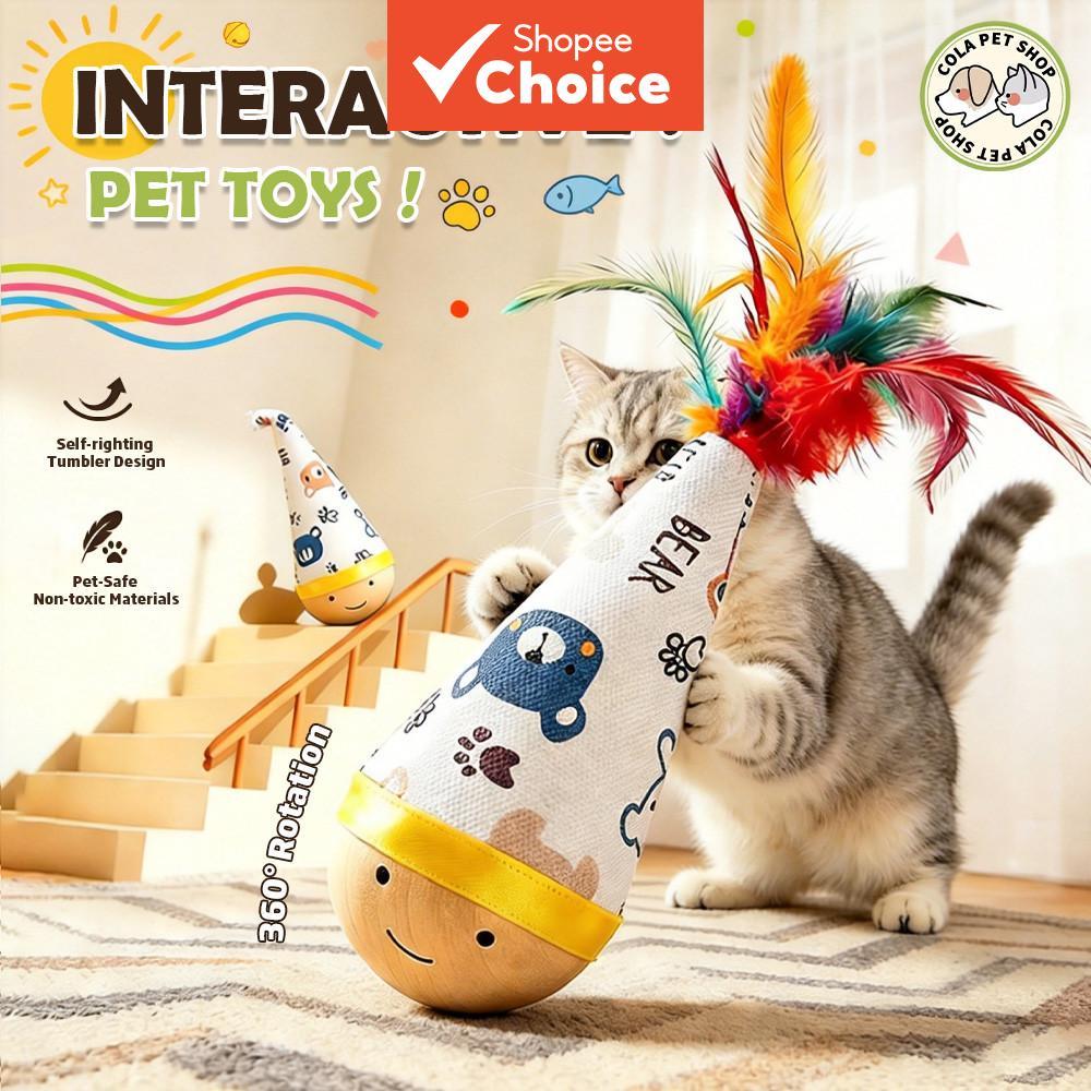 Brinquedo de Gato Invertido - Um Dispositivo Divertido Autossustentável para Relaxamento. Bastão de Brinquedo de Penas