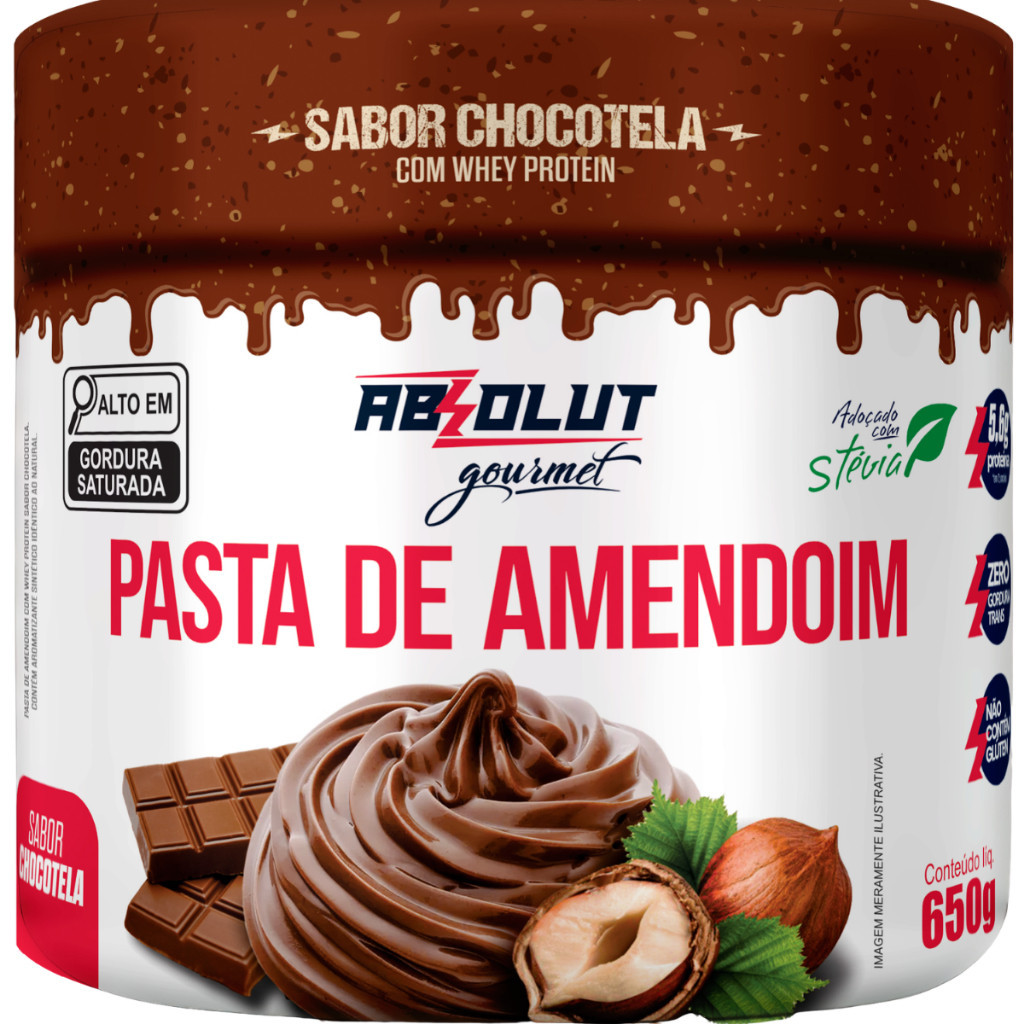 Pasta De Amendoim Chocotela 650g Com Whey Protein Absolut Nutrition