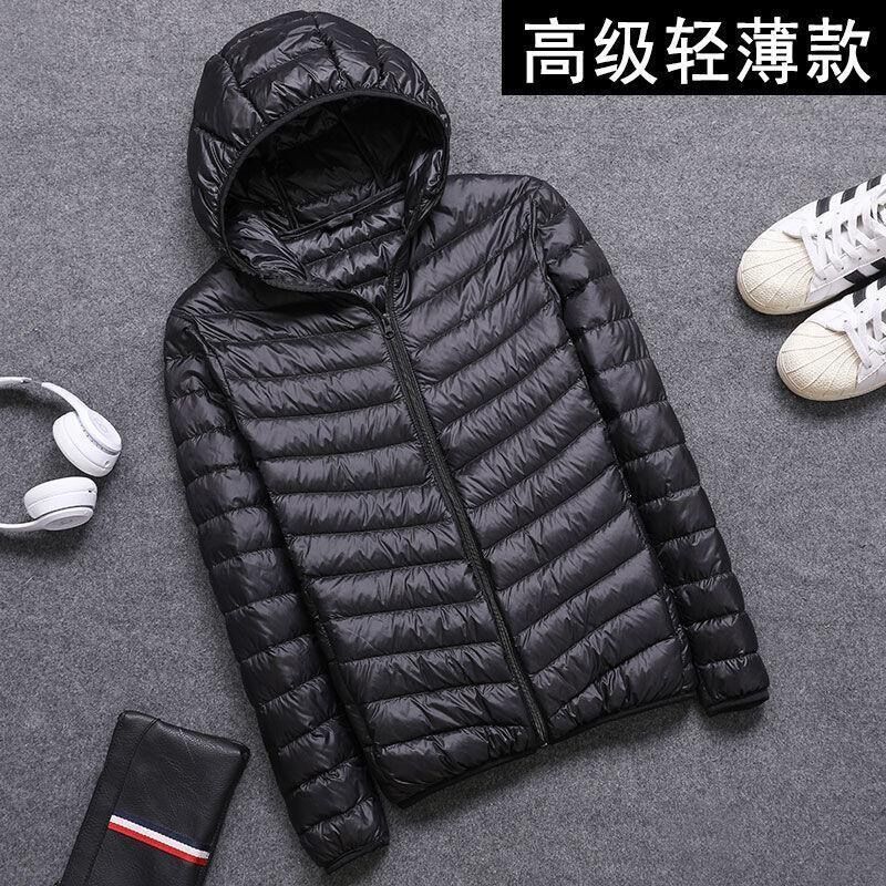 Outono inverno novo estilo masculino leve para baixo acolchoado jaqueta masculina gola alta curta moda jaqueta com capuz