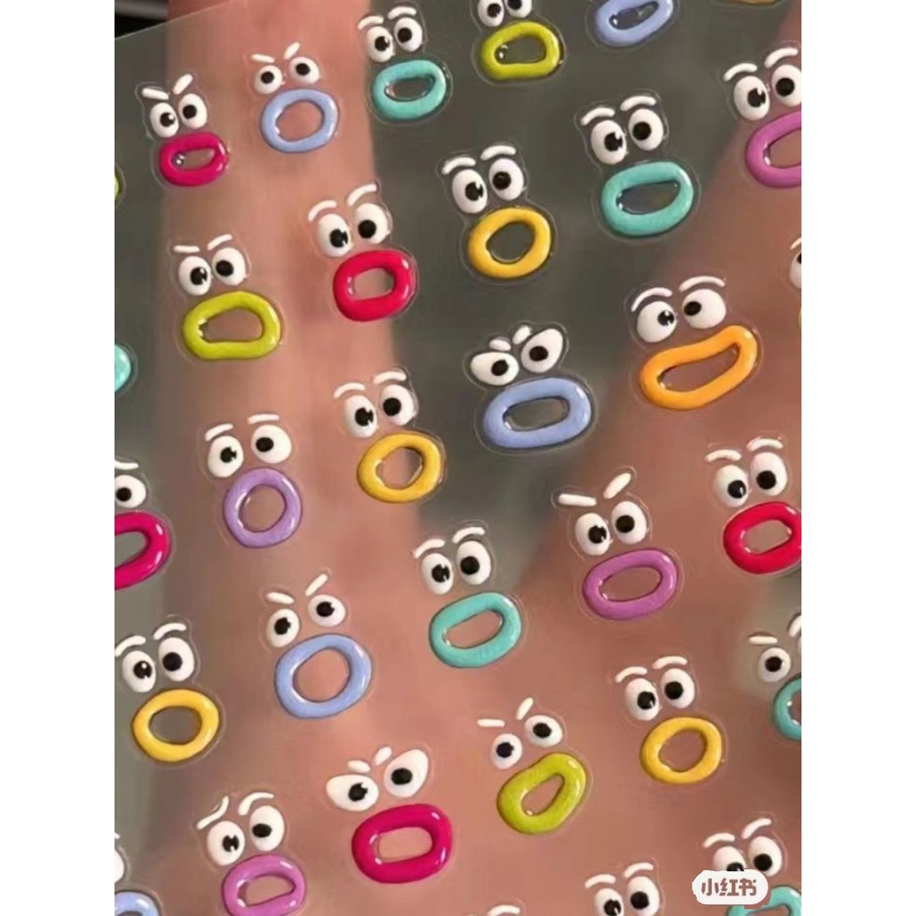 Nova boca monstro em relevo adesivos de alto valor nicho criativo bonito Manicure adesivos diy adesivos de unhas