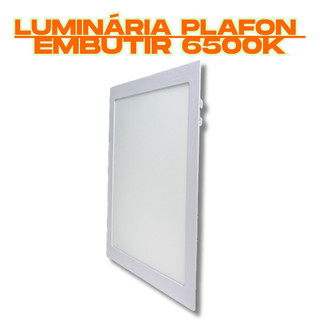 Plafon Luminária LED 25W Quadrada de Embutir 6500K – Luz Fria